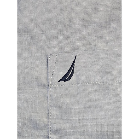 Nautica Mens Light Blue Poplin Long Sleeve Button Down Shirt Size 20 Regular Fit - Picture 5 of 6